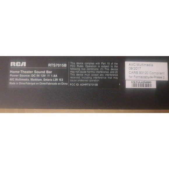 RCA RTS7015B Home Audio Surround Sound Speaker System *Soundbar Only* - Picture 4 of 4